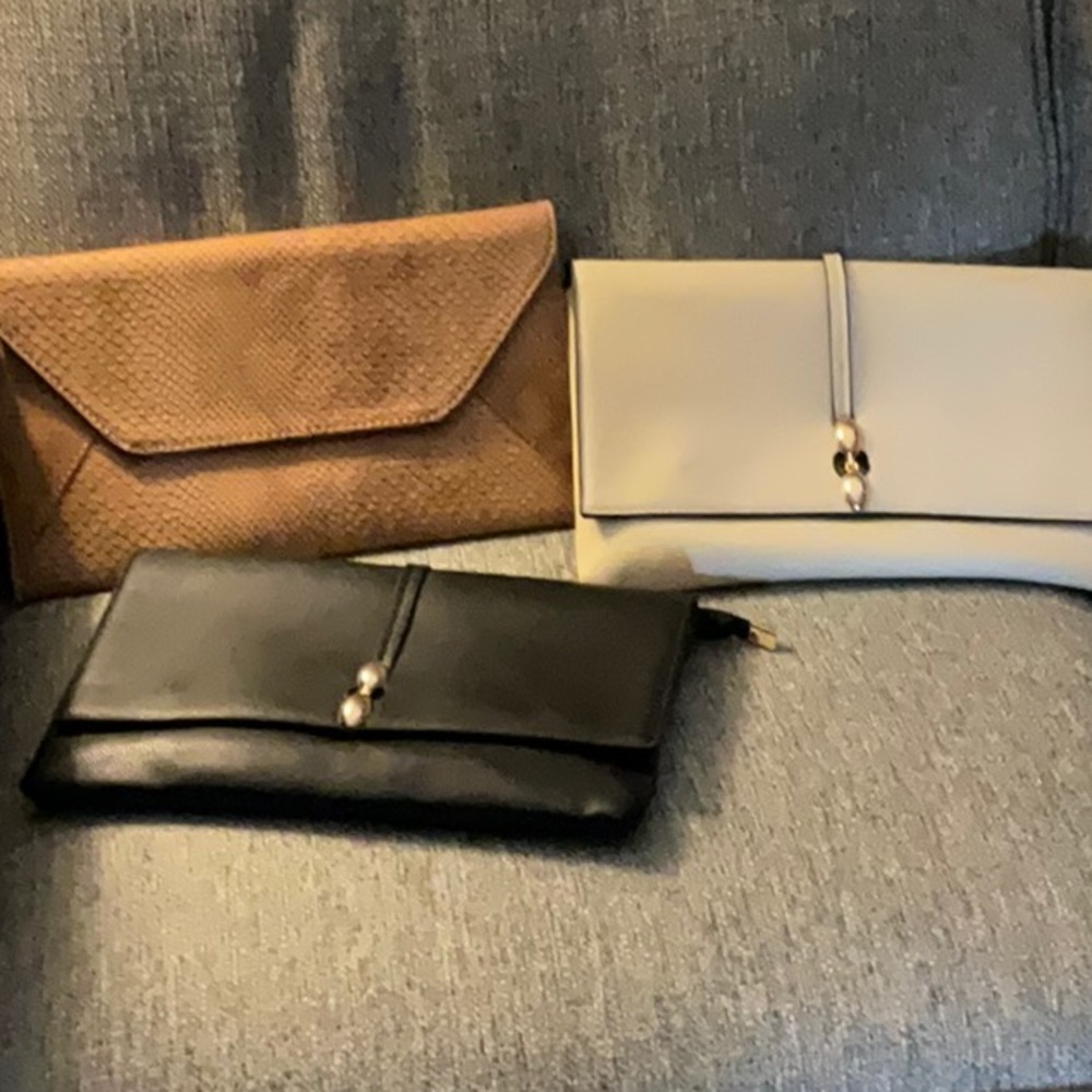 SOLD - NOT FOR SALE - BUNDLE: 3 FAUX leather clutch/shoulder strap bags.